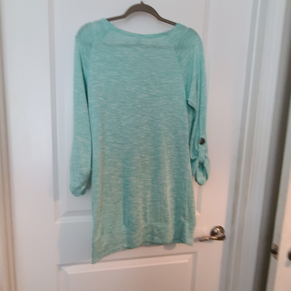 Teal green light weight Owl sweater 3/4 sleeves - Picture 5 of 5